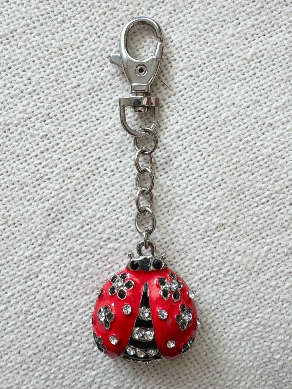 Igari Ladybug Enamel and Clear Rhinestone Purse Charm
